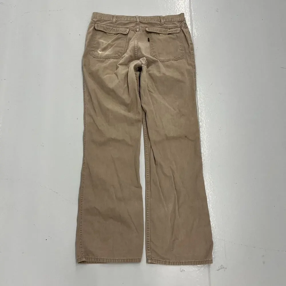 Vintage 70s Levi's Tan Flared Wide Leg Pants 34x32